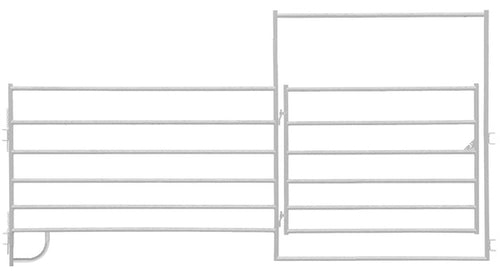 Panel de corral de 6 barras, esquina cuadrada de 12 pies con puerta