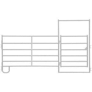 Panel de corral de 6 barras, esquina cuadrada de 12 pies con puerta